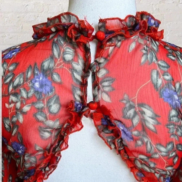 Angel Biba Red Floral Tiered Dress - Picture 6 of 9